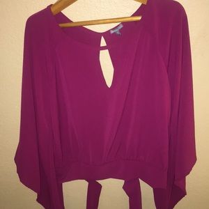 Crew Neck Burgundy Blouse